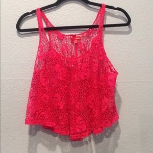 BONGO pink crochet layer crop top